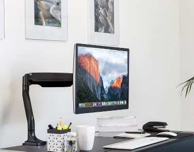 Black Adjustable Aluminum and Steel Single Monitor Desk Mount