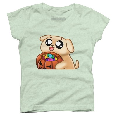 Girl's Design By Humans Halloween Candy Pup By Puppers T-Shirt