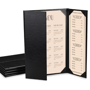 WeChef 5 Pack Restaurant Menu Covers Gate Fold for 8.5x14" & 4.25x14" Paper PU Leather for Wine List Coffee Bars Hotel - 1 of 4