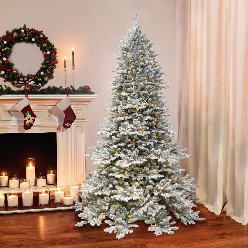 7.5ft Puleo Pre-Lit Full Flocked Royal Majestic Douglas Fir Down-Swept with Sure Lit Clear Incandescent Lights, 4 of 5