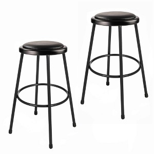 Set of 2 30" Heavy Duty Vinyl Padded Steel Barstools Black - Hampden Furnishings: No Assembly, Modern Style - 1 of 4