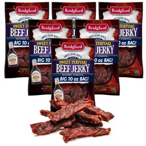 Bridgford Sweet Baby Ray’s Beef Jerky Sweet Teriyaki 10 oz - High Protein Beef Jerky Teriyaki for On the Go Snacking and Busy Lifestyles - 1 of 4
