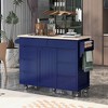 MAYEERTY Dark Blue Kitchen Cart with Rubber Wood Countertop, 8 Handle-Free Drawers Flatware Organizer 5 Wheels - 2 of 4