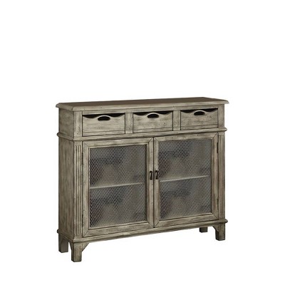 42" Gray Wood and Metal Console Table with Storage