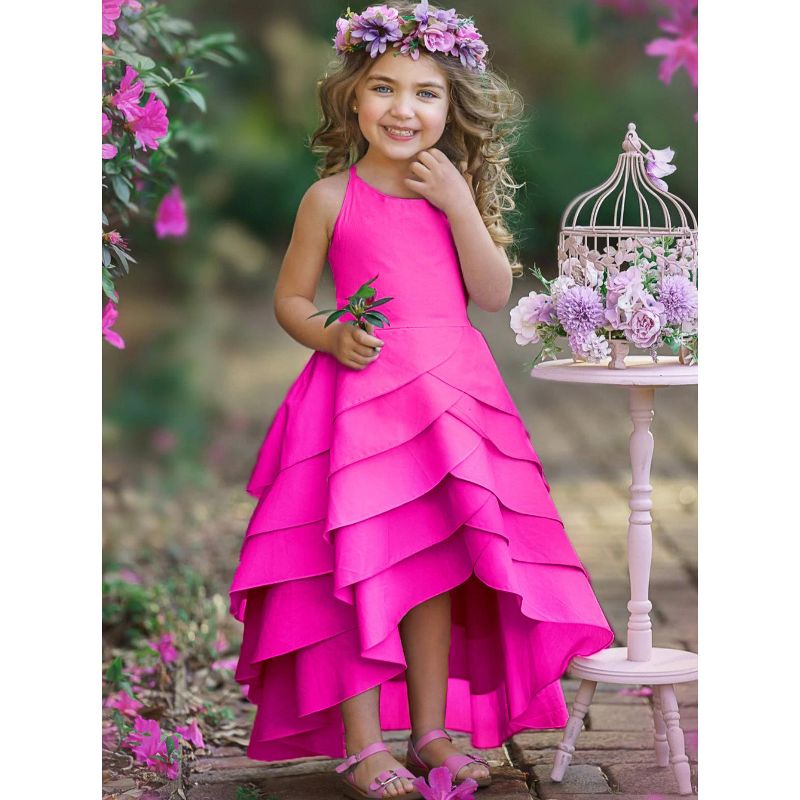 Pretty Petal Pink Tiered Dress - Mia Belle Girls, 2 of 5