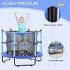 4.6 ft Kids Trampoline with Safety Enclosure & Ball Pit, Blue - 2 of 4