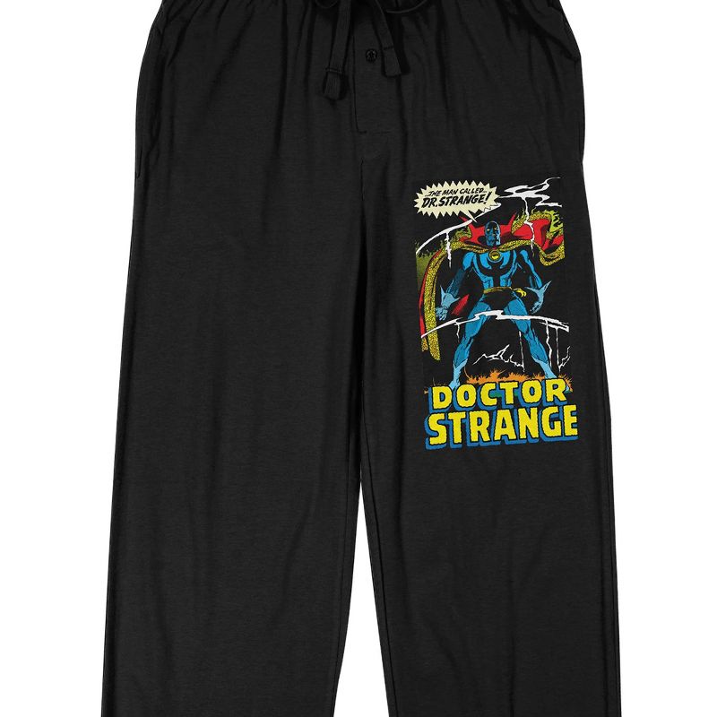 Marvel Comics Presents Dr. Strange With Logo Men's Black Sleep Pajama Pants, 2 of 4