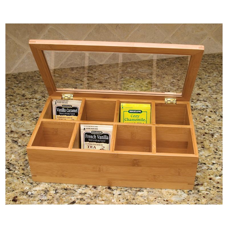 Bamboo 8-Compartment Tea Box with Acrylic and Bamboo Lid - Lipper International, 4 of 8