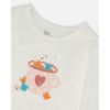 Deux par Deux Girl Organic Cotton Long Sleeve T-Shirt Off-White with Hot Chocolate - 4 of 4