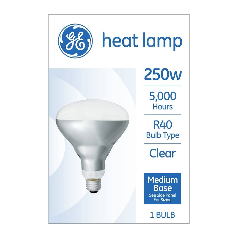 GE 250W BR40 Heat Lamp Clear, 1 of 6