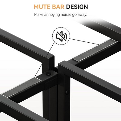 Metal Bed Frame with Rustic Vintage Wooden Headboard and Footboard