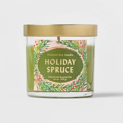  Lidded Glass Jar Holiday Spruce Woodsy Candle - Opalhouse™