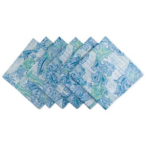 Design Imports Blue Watercolor Paisley Print Outdoor Napkin Set/6 - 1 of 4