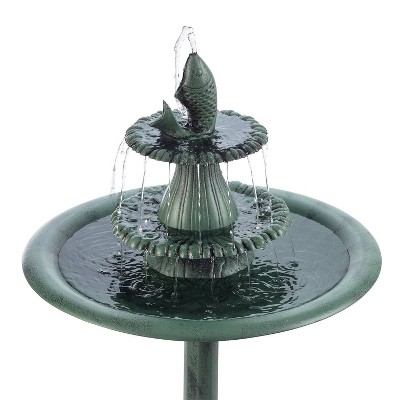Green Plastic 3-Tier Pedestal Fountain Bird Bath