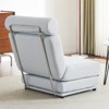 Vynxaria Portable Foldable Single Sofa Bed with Pillow - Cream White Linen - 4 of 4