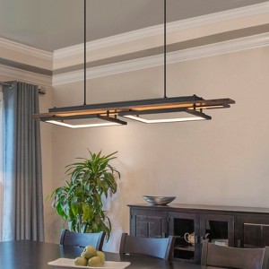 LLHZSY Wood Island Pendant Chandelier 39 2/5" Wide Farmhouse Rustic 2-Light Fixture for Dining Room Kitchen - 1 of 4