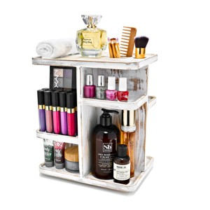 Sorbus 360° Bamboo Rotating Makeup Organizer - Multi-Function Storage Carousel stores Cosmetics, Skin Care, and more - 1 of 4