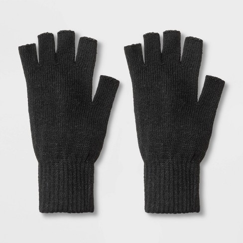Men S Solid Knit Fingerless Gloves Goodfellow Co Black