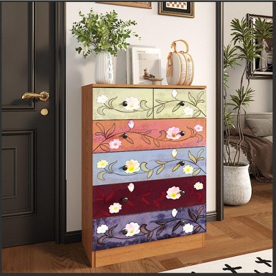 Karl Home 6-Drawer Brown Particle Board 25.98in. W Chest of Drawer