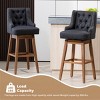 360 Degrees Swivel Bar Stool Set Of 2,Kitchen Chair With Footrest And Wood Legs,Linen Fabric Fixed Counter Height Chair-Cuddlewood - 3 of 4