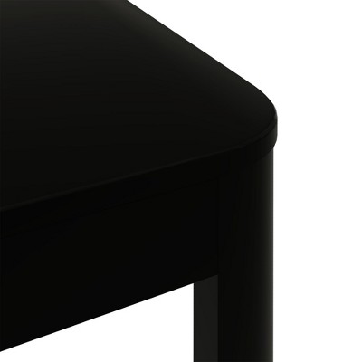 Modern Black Solid Wood Rectangular Coffee Table with Rounded Edges