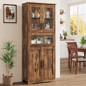67" Tall Bathroom Storage Cabinet with 4 Doors & Flip Glass Drawer,  Freestanding Organizer for Kitchen, Pantry, Living Room - 1 of 4
