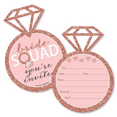 Big Dot of Happiness Bride Squad - Shaped Fill-in Invites - Rose Gold Bridal Shower or Bachelorette Party Invitation Cards with Envelopes - Set of 12