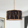 LNC Unique 4-Light 15.5" Modern Drum Small Chandelier,Antique Brass with Black Fabric Shade - 2 of 4