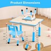 Kids Table and 4 Chairs Set with Graffiti Desktop and Non-Slip Legs, Height Adjustable Toddler Table and Chairs Set, Children Activity Table - 3 of 4