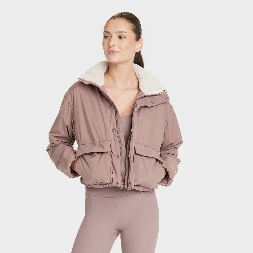 Women's Midweight Puffer Jacket - All In Motion™ Light Brown S -  90633660