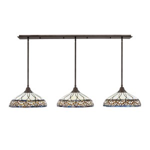 Toltec Lighting Any 3 - Light Chandelier in  Bronze with 16" Royal Merlot Art Glass Shade - 1 of 1