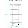 Coucheta 5 Tier Storage Shelves with Wheels, Adjustable Wire Shelving Unit Metal Shelves, Storage Cart Heavy Duty Shelf Rolling Cart - 2 of 4