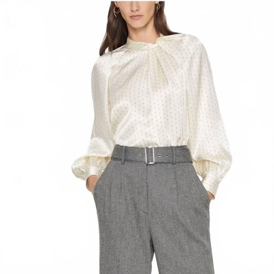 Women's Printed Mock Neck Silk Blouse - Club Monaco