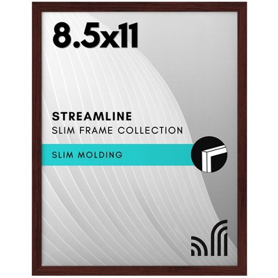 Americanflat Thin Picture Frame in Mahogany with Shatter Resistant Glass for Wall and Tabletop - Picture Size 8.5"x11"