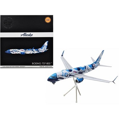 Boeing 737-800 Commercial Aircraft w/Flaps Down Alaska Airlines Salmon People Livery 1/200 Diecast Model Airplane by GeminiJets