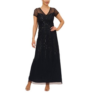 Adrianna Papell Womens Beaded V Neck Gown Dress - 1 of 1