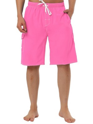 TATT 21 Men's Summer Casual Solid Drawstring Elastic Waist Beach Pool Board Shorts