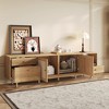 Boho TV Stand for TVs up to 85", TV Console Media Console TV Cabinet with Rattan Doors, Brown - ModernLuxe - 2 of 4