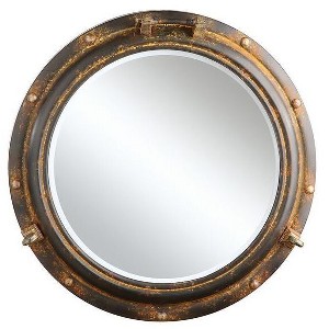 Metal Porthole Mirror - Storied Home: Nautical Style, Wall Mount, Distressed Details, Nailhead Accents - 1 of 4