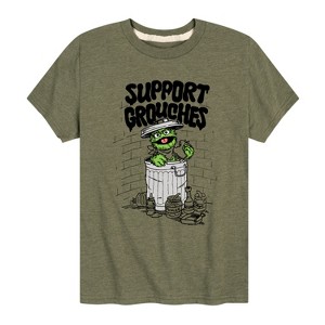 Boys' - Sesame Street - Support Grouches Oscar Short Sleeve Graphic T-Shirt - 1 of 4