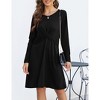 Coolmee Women's Long Sleeve Midi Dress Fall Crewneck Twist Front Casual A-Line Swing Dress - 2 of 4