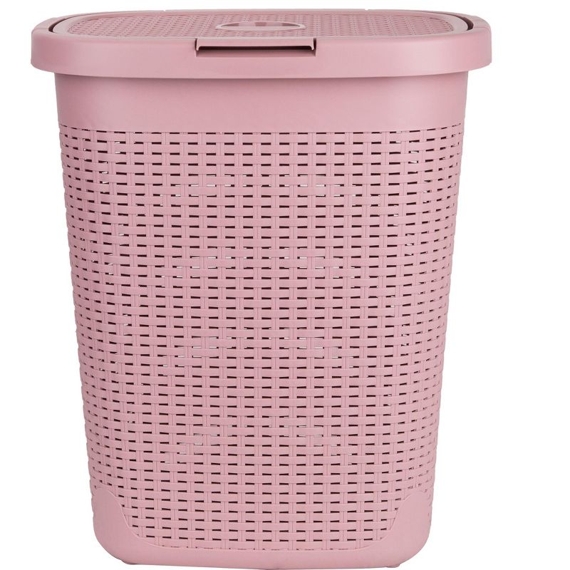 Mind Reader Laundry Basket with Cutout Handles, Washing Bin, Dirty Clothes Storage, Bathroom, Bedroom, Closet, 50 Liter Capacity, Pink, 2 of 9