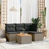 vidaXL Patio Sofa Set with Cushions Outdoor Furniture 5 Piece Poly Rattan - Gray - 2 of 4