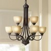 Franklin Iron Works Bennington Italian Bronze Chandelier 28 1/4" Wide Rustic Amber Glass 9-Light Fixture for Dining Room House Foyer Kitchen Island - 2 of 4