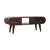 39" Solid Mango Wood California Circular TV Unit with 2 Drawers, Open Slot, and Nordic Legs for Living Room and Bedroom - 2 of 4