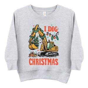 I Dig Christmas Excavator - Toddler Graphic Sweatshirt and Youth Graphic Sweatshirt - 1 of 4