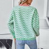 Womens Wavy Striped Sweater Crewneck Long Sleeve Knitted Sweater Casual Pullover Y2K Sweaters - 4 of 4
