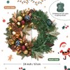 24 inch Lighted Christmas Wreath, Pre-Lit Xmas Wreath with Bow and Christmas Balls, Christmas Decorations,Christmas Wreath for Front Door,Windows,Wall - 2 of 4