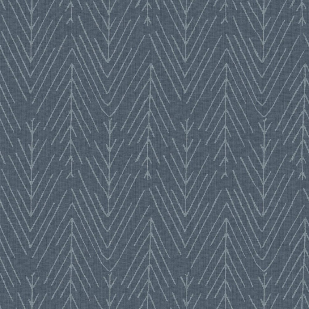 Photos - Wallpaper Roommates Twig Hygge Herringbone Navy Peel and Stick  