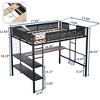 ALEXOUN Metal Full Size Loft Bed with Desk and Shelves & Noise-Free Wood Slats,Comfortable Fabric Rails,2 Tier Shelves and Side Steps and Mesh Panels - 3 of 4